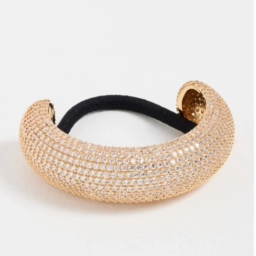 Lelet NY Gold Plated Crystal Paved Ponytail Hair Ponytail Cuff NWT